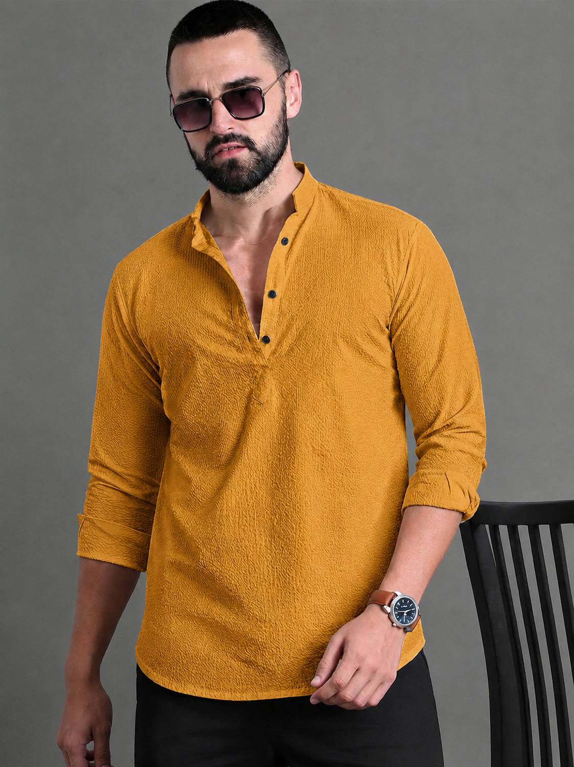 COMBRAIDED Men Yellow Casual Shirt - Image 4
