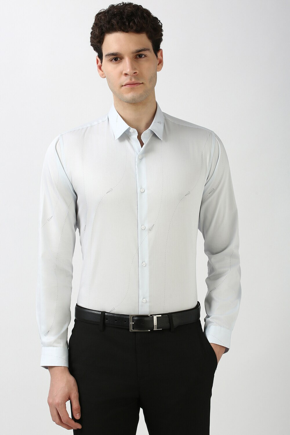 Image of PETER ENGLAND Men Solid Formal Light Blue Shirt