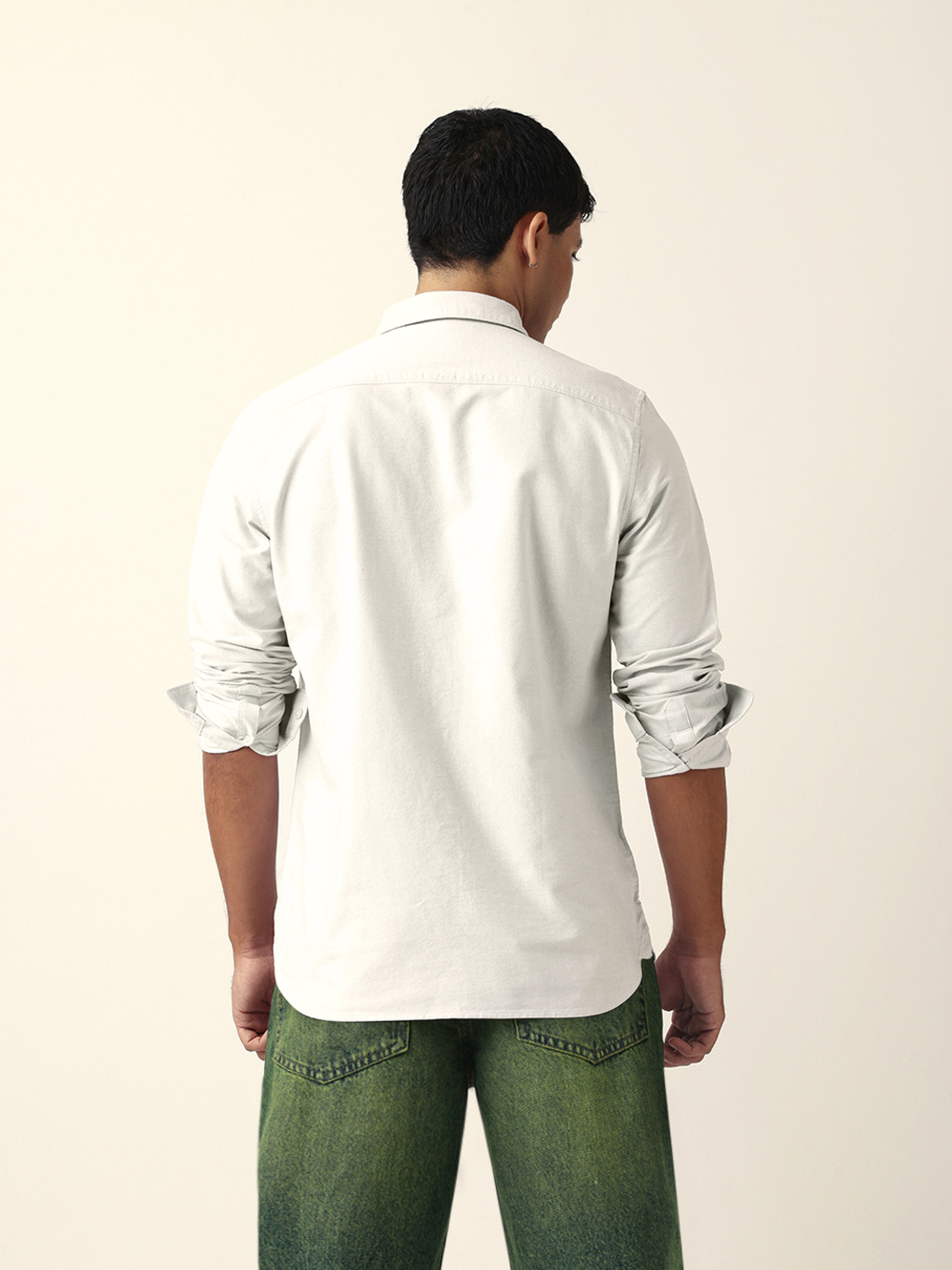 Image of THE BEAR HOUSE Men Solid Casual White Shirt