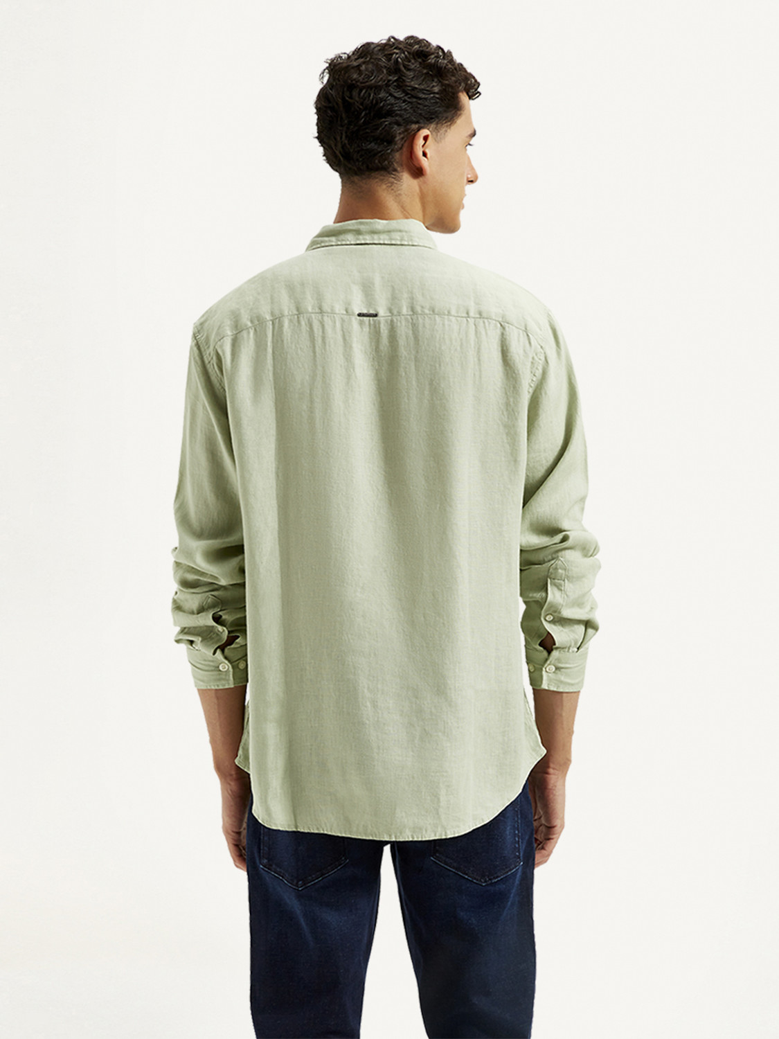 Image of LEVI'S Men Solid Casual Light Green Shirt