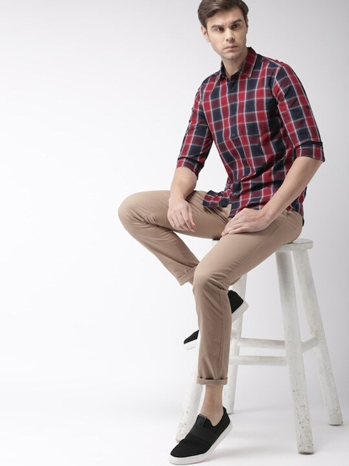 Image of HIGHLANDER Men Checkered Casual Multicolor Shirt