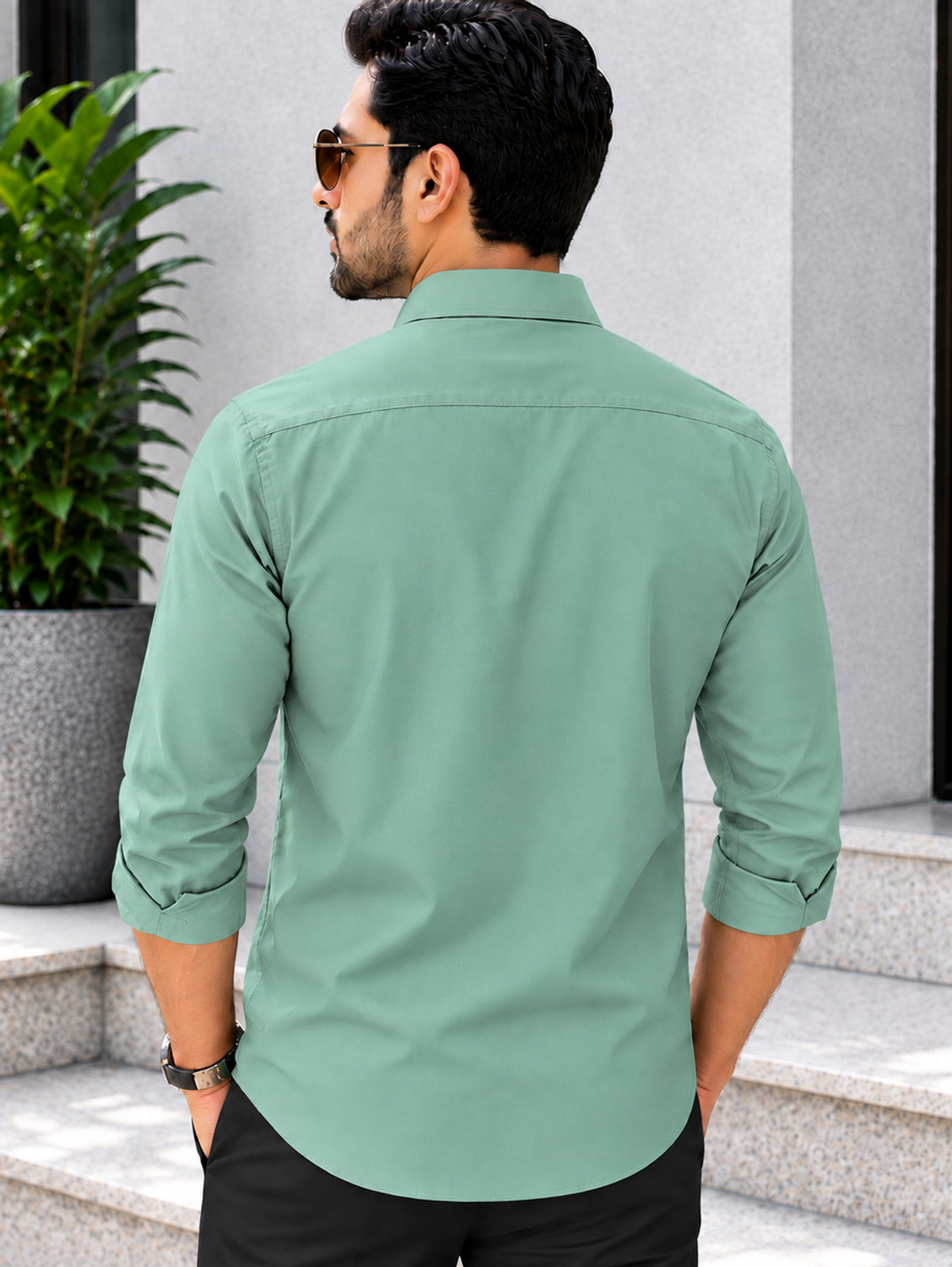 Image of HOYTOCHE Men Regular Fit Solid Spread Collar Formal Shirt
