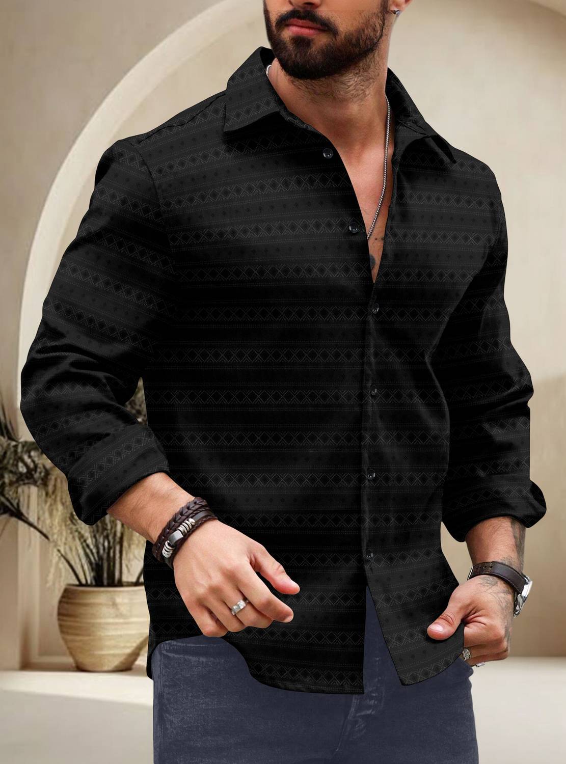 SPOQUE Men Black Casual Shirt - Image 1