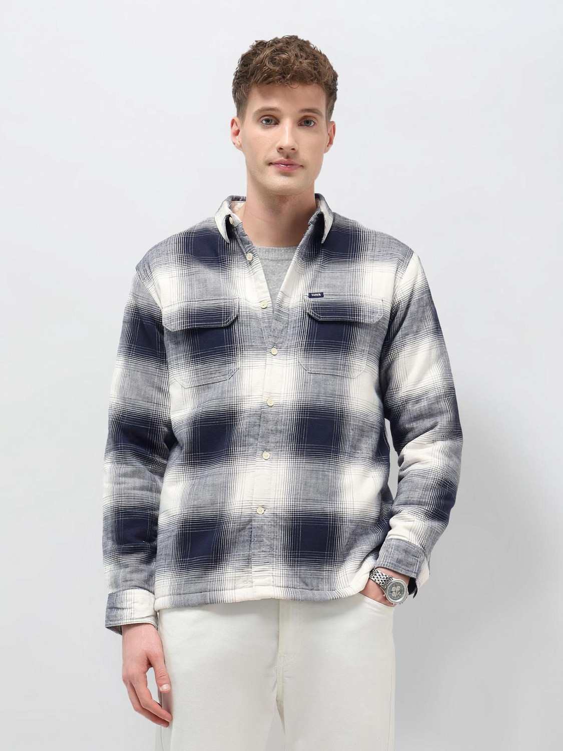 Image of U.S. Polo Assn. Denim Co. Men Checkered Casual Blue Shirt
