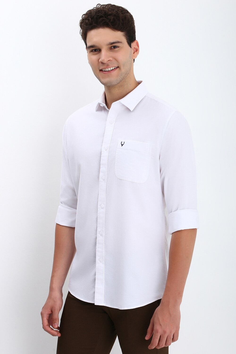 Image of Allen Solly Men Self Design Casual White Shirt