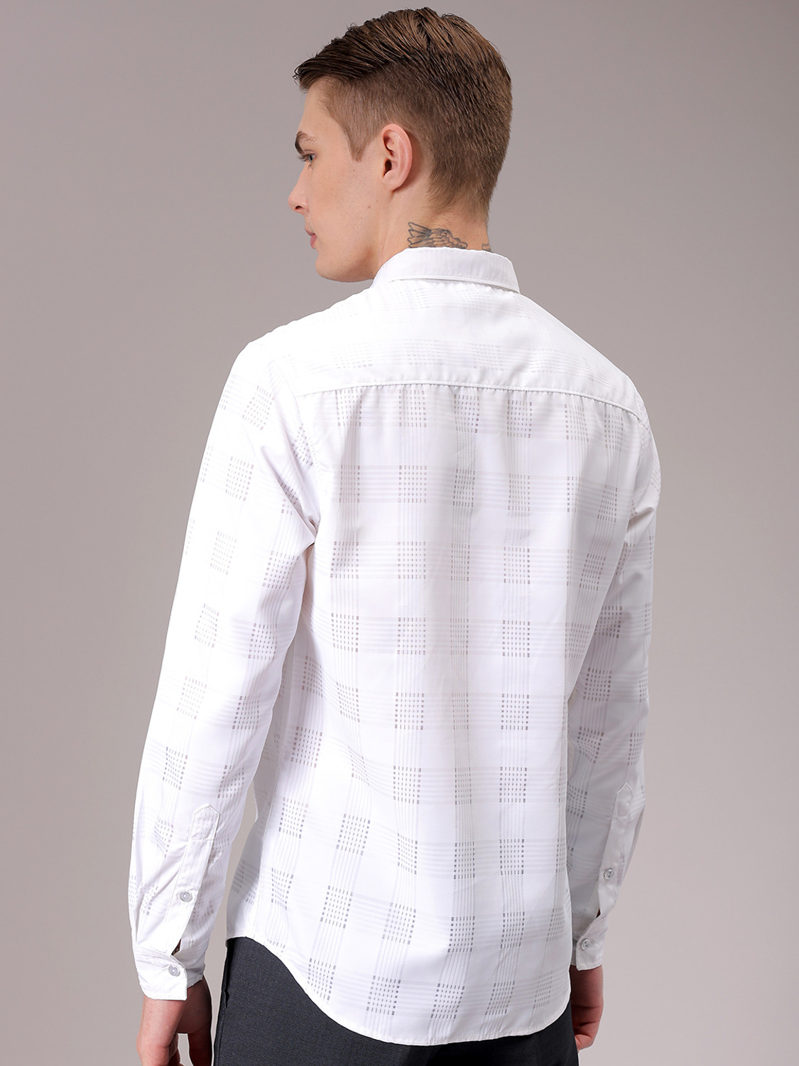 Image of The Indian Garage Co. Men Checkered Party White Shirt