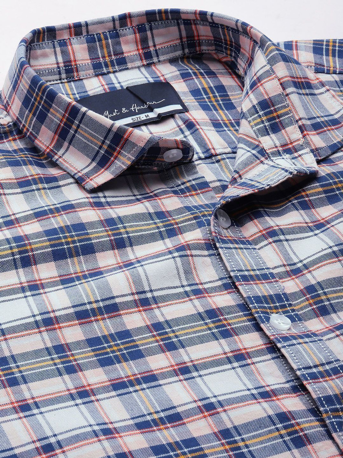 Image of Mast & Harbour Men Checkered Casual Blue Shirt
