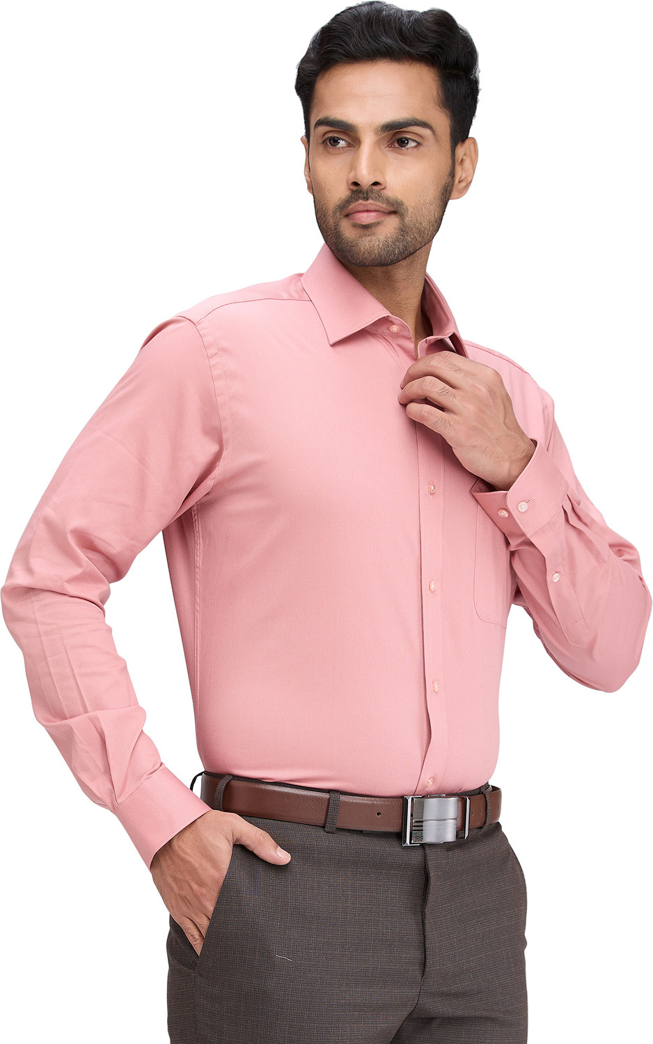 Image of Raymond Men Solid Formal Red Shirt