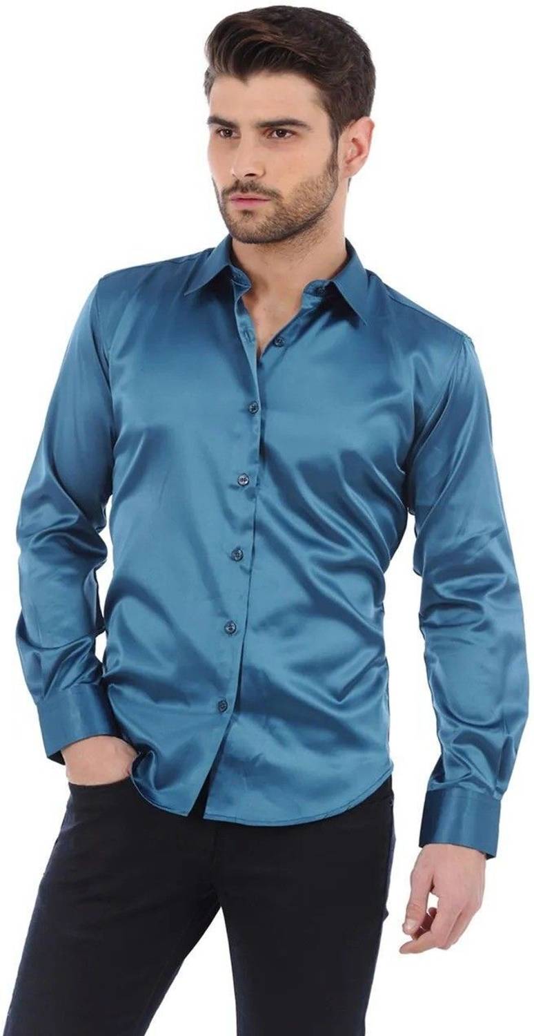 BOWRAIN Men Solid Formal Blue Shirt