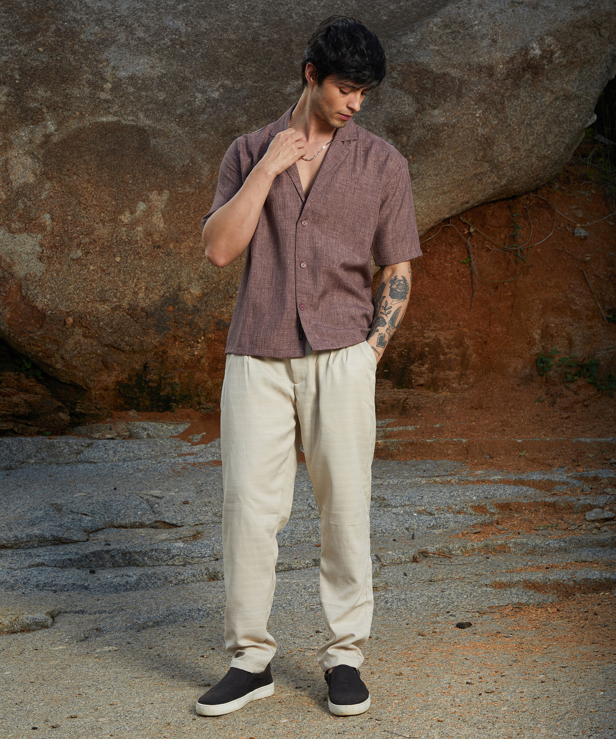 Image of CAMPUS SUTRA Men Solid Casual Brown Shirt