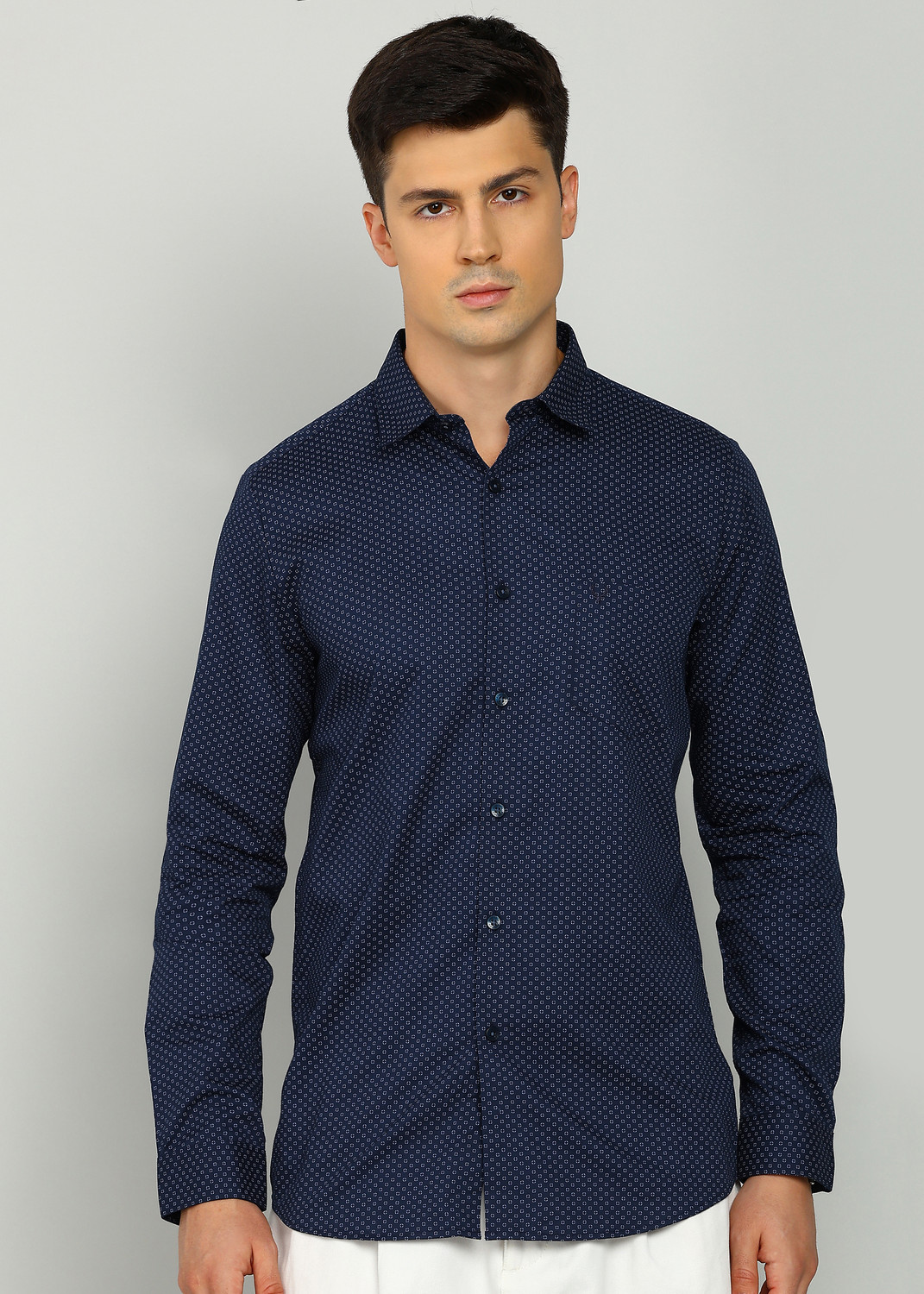 Image of Allen Solly Men Printed Casual Blue Shirt
