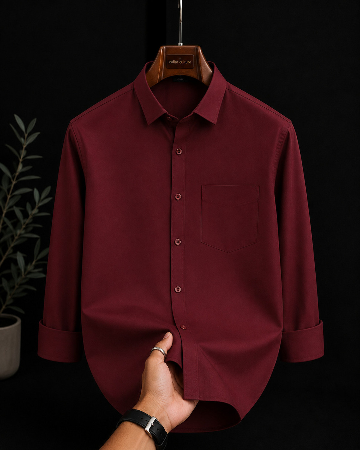 Image of FUBAR Men Solid Casual Maroon Shirt