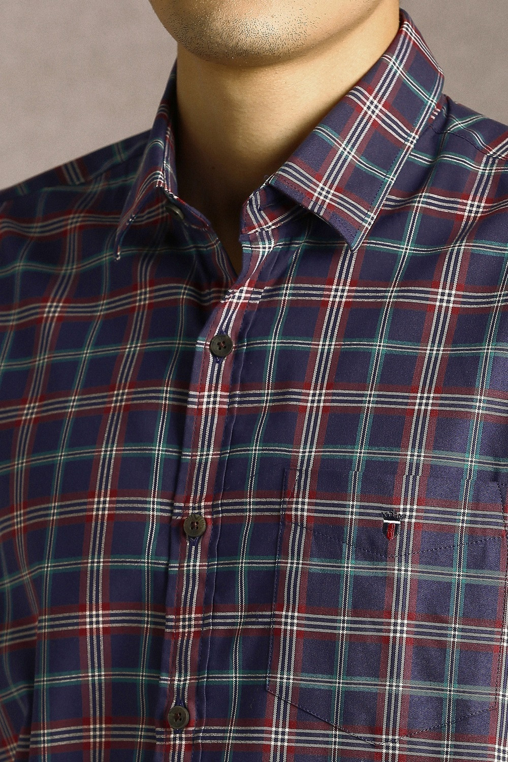 Image of LOUIS PHILIPPE Men Slim Fit Checkered Casual Shirt
