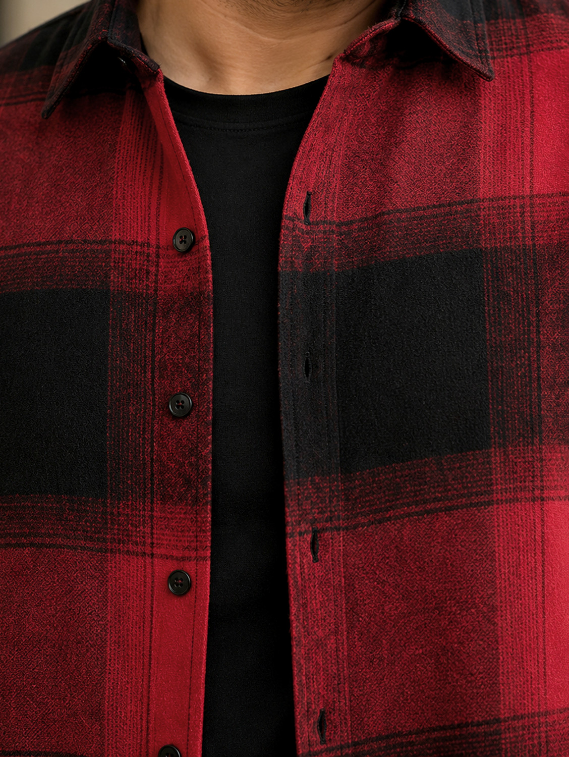 Image of Instafab Plus Men Checkered Casual Maroon Shirt