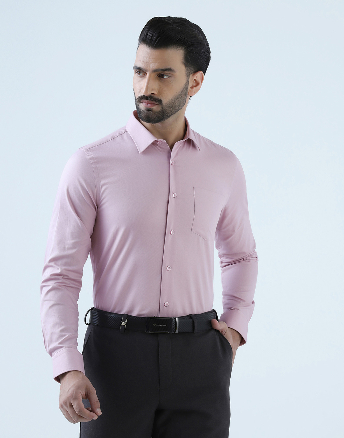 Image of Blackberrys Men Self Design Formal Pink Shirt