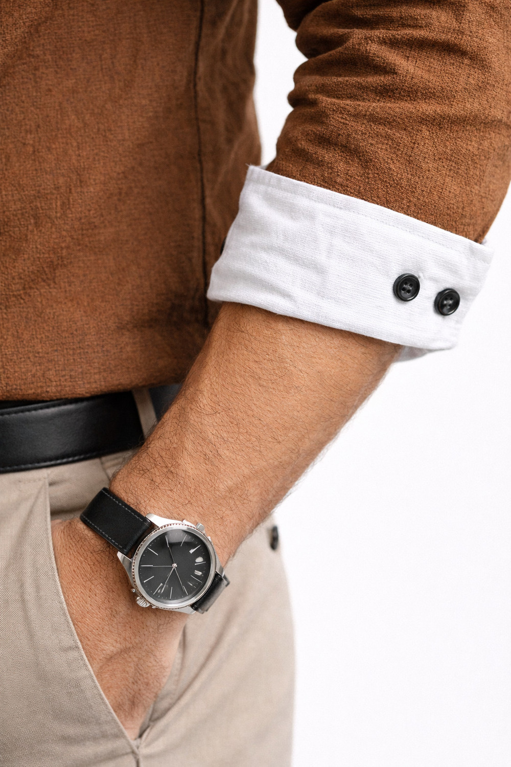 Image of LEVINTA Men Solid Casual Brown Shirt