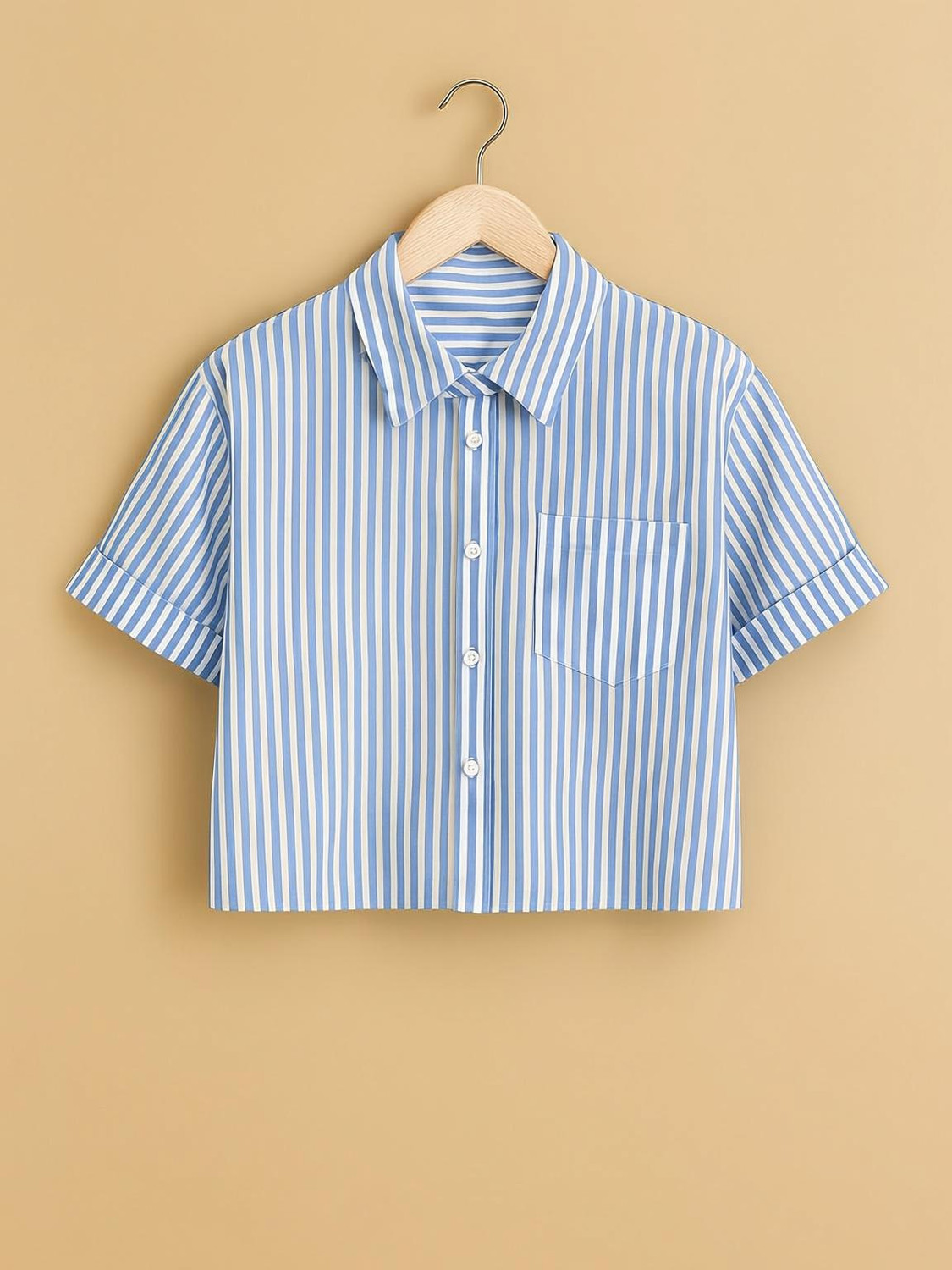 Image of zain traders Women Striped Casual Light Blue Shirt