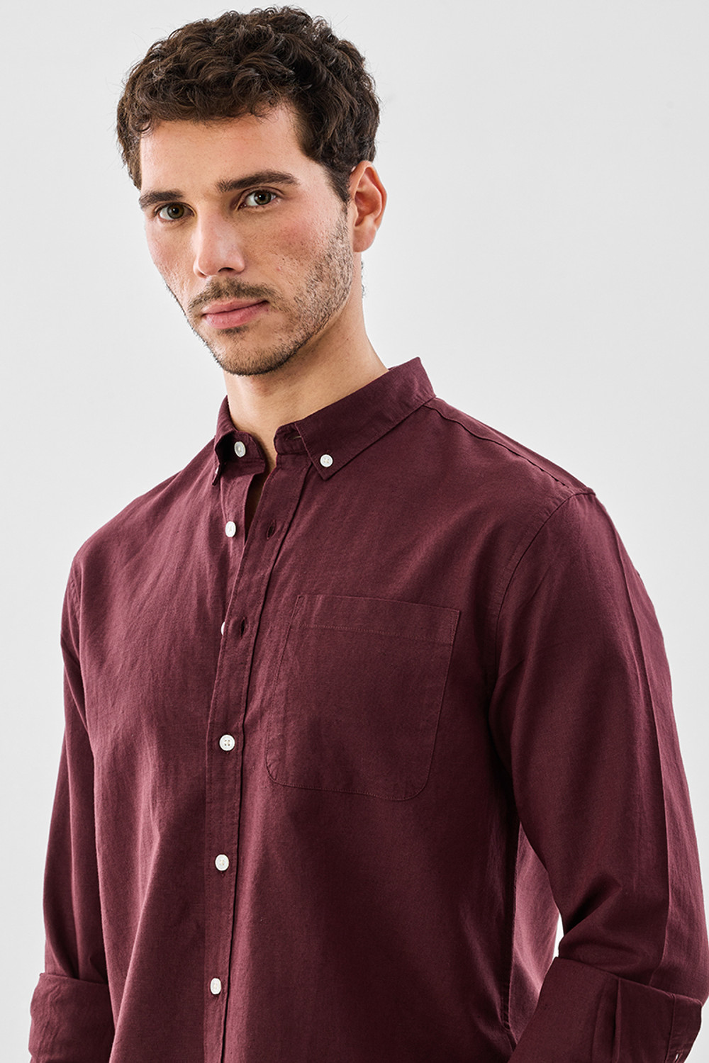 Image of Snitch Men Solid Casual Maroon Shirt