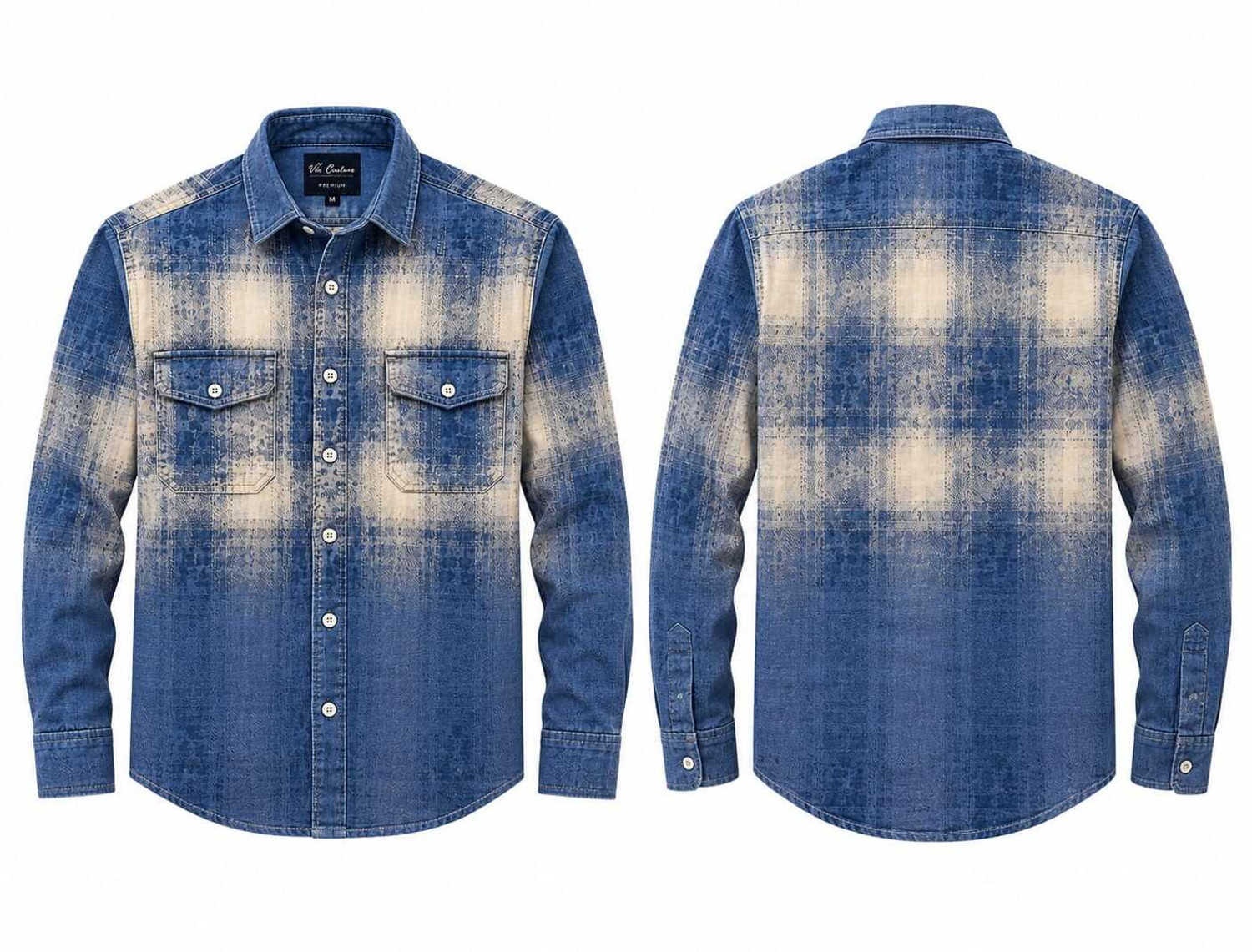Image of Velmora Men Color Block Casual Blue, Beige Shirt