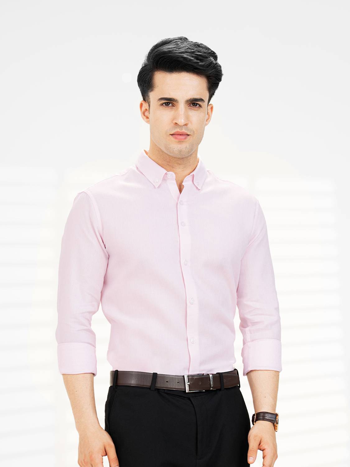 RED TAPE Men Solid Formal Pink Shirt