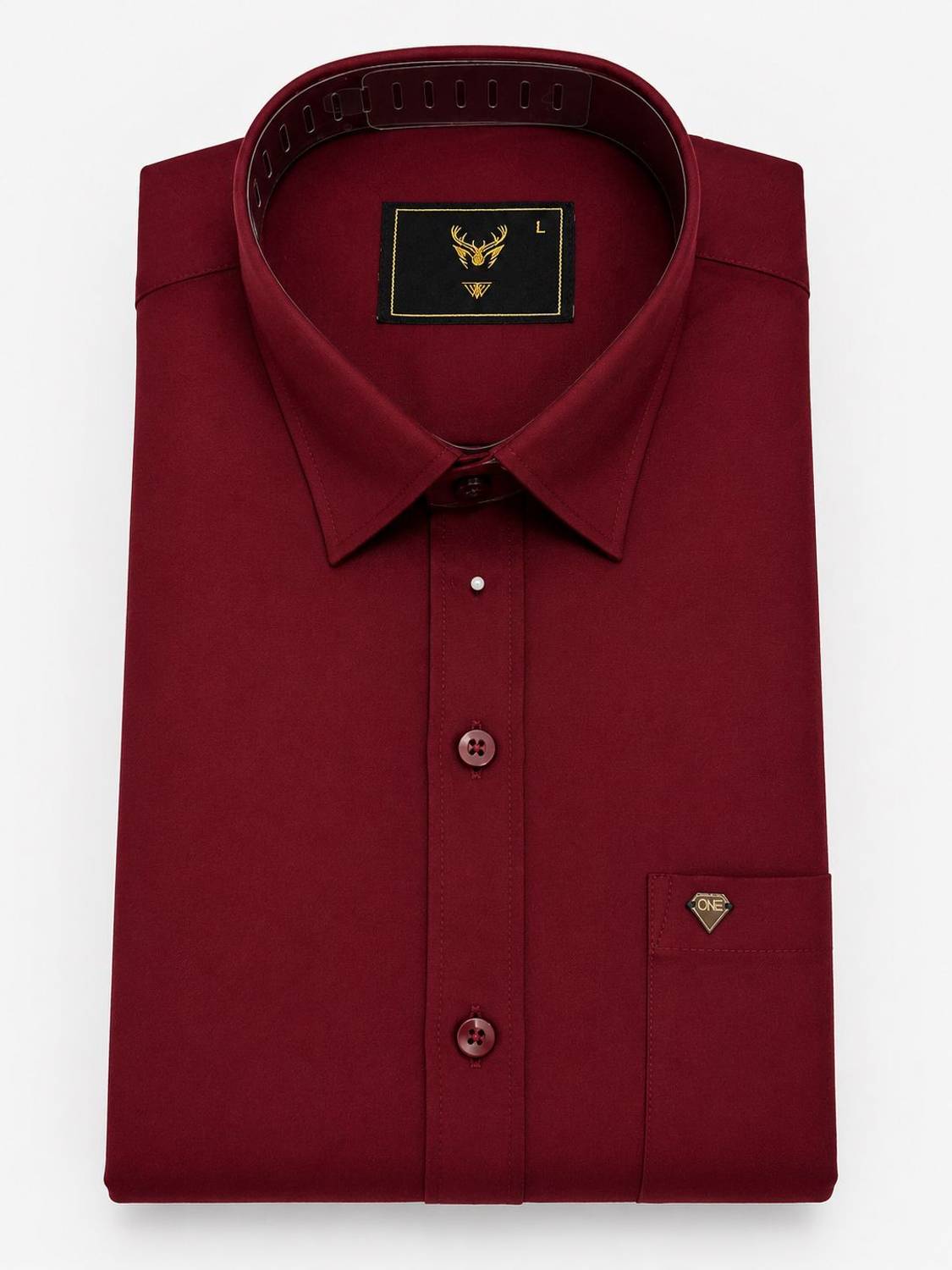 AKhubgarment Men Solid Formal Maroon Shirt