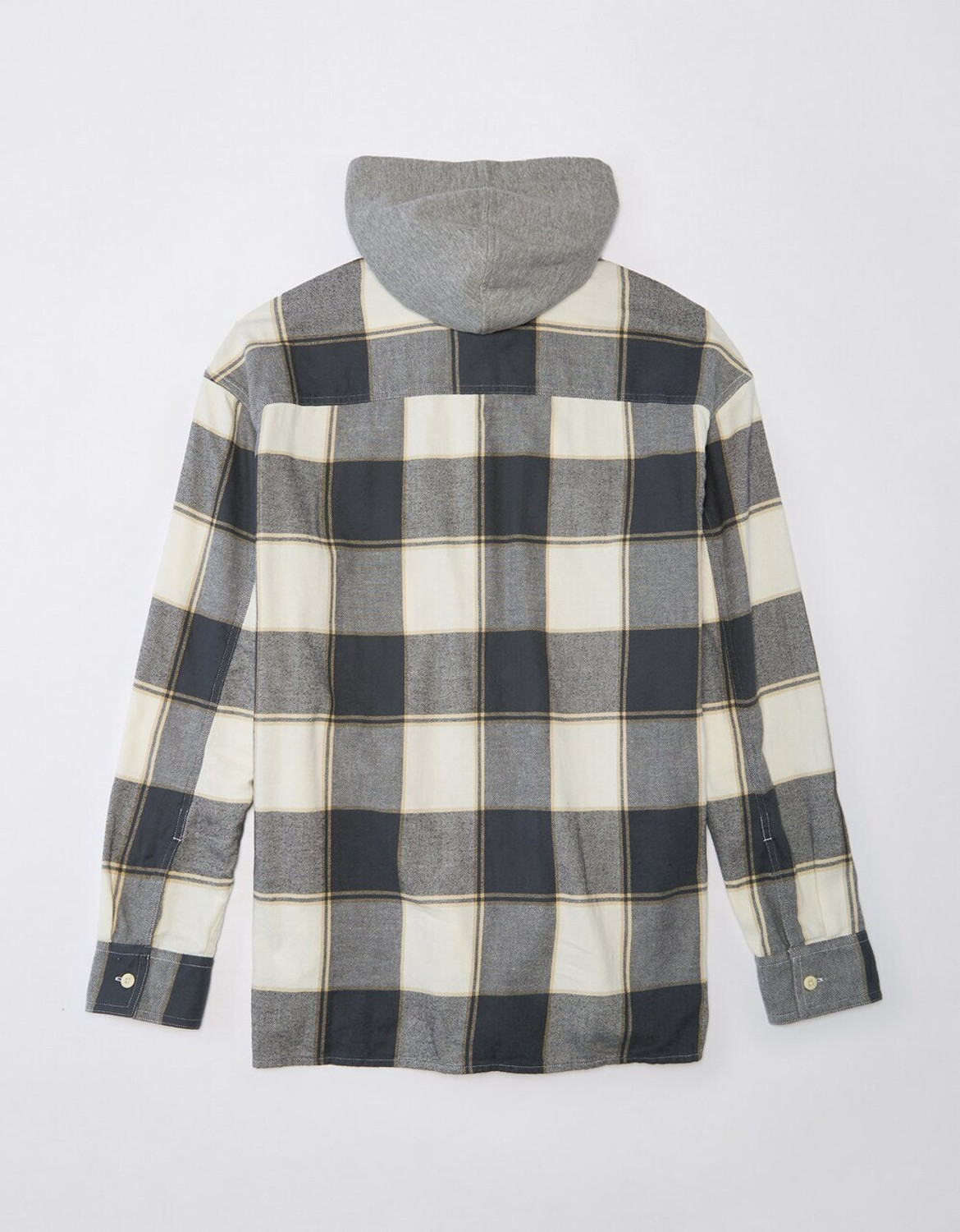 Image of American Eagle Men Checkered Casual White, Black, Grey Shirt