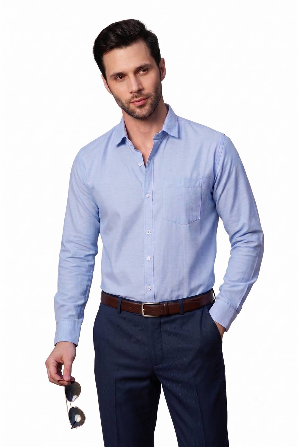 BEEDARK Men Solid Casual Blue Shirt