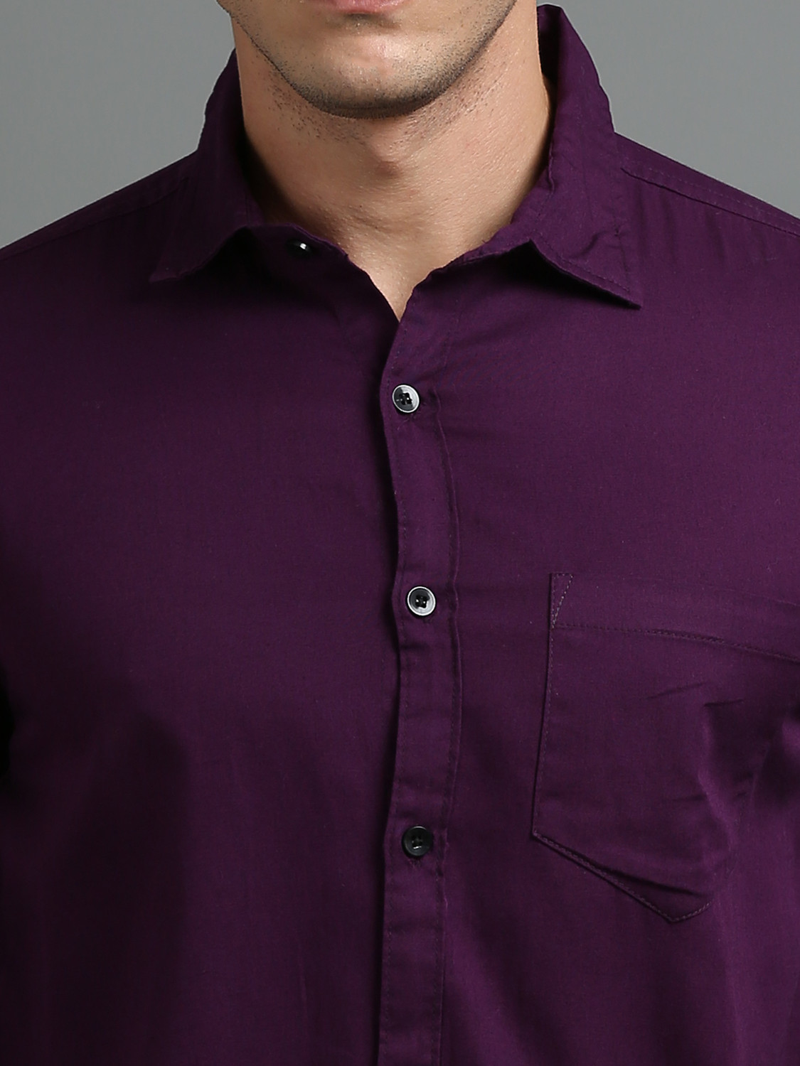 Image of tallwalker Men Solid Casual Purple Shirt