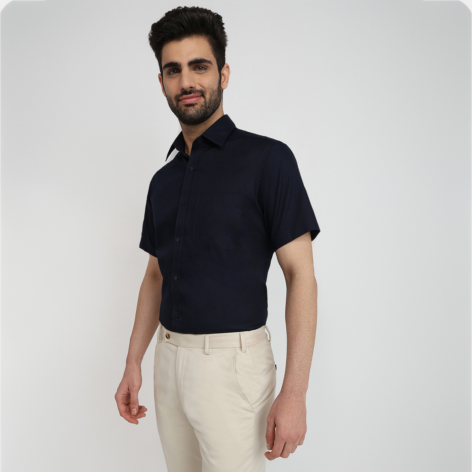 Image of Raymond Men Solid Formal Dark Blue Shirt