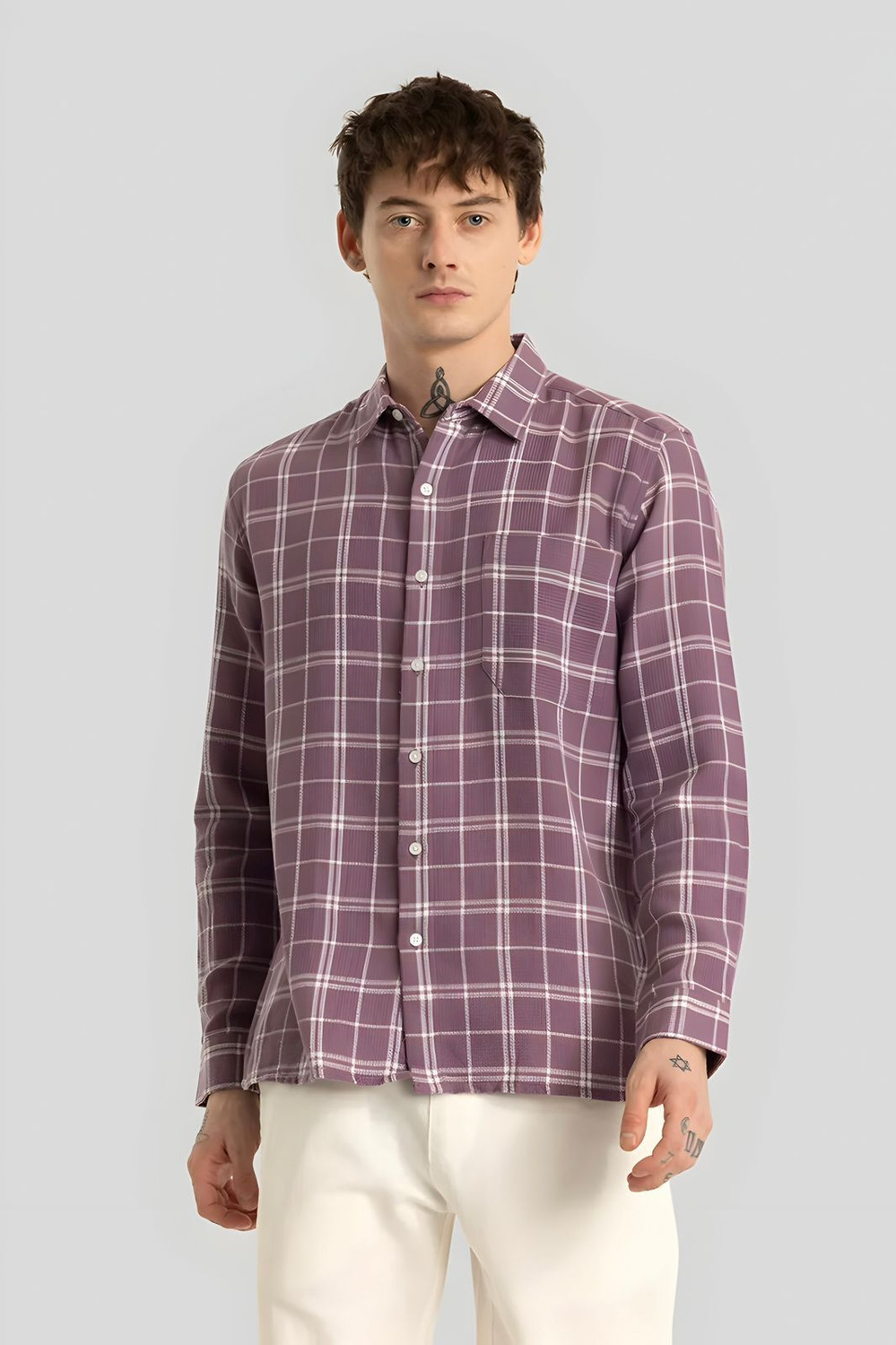 Image of RODEIZ Men Striped Casual Pink Shirt