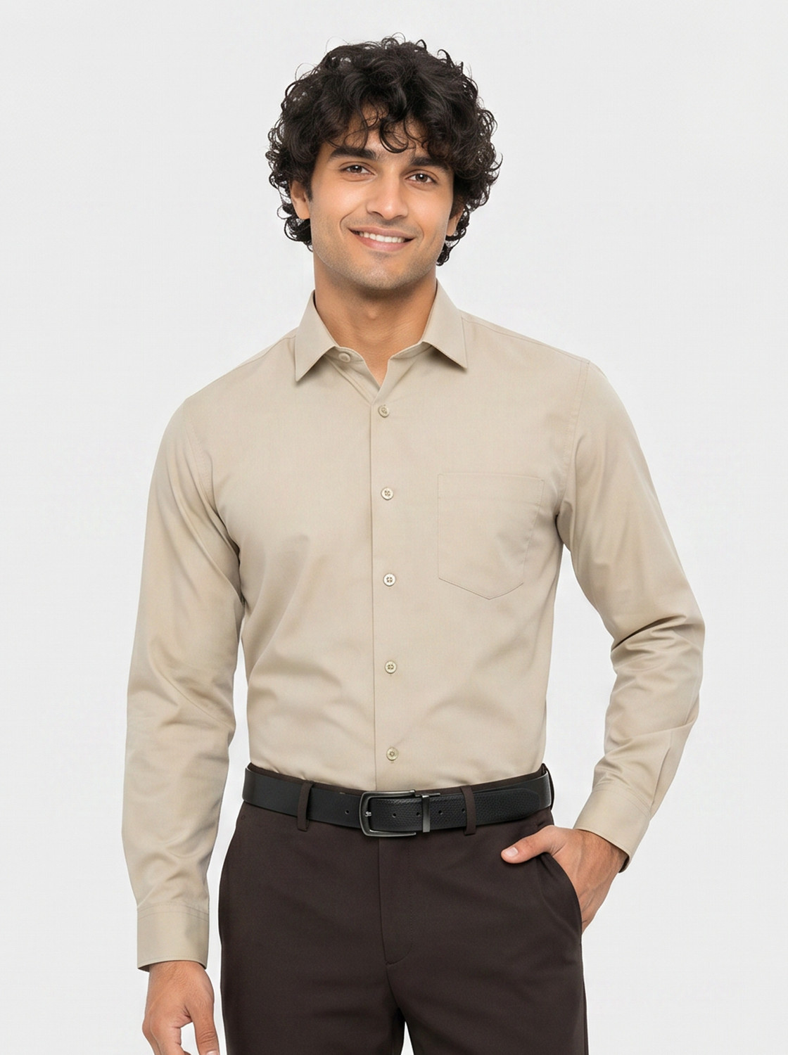 Image of Blackberrys Men Slim Fit Self Design Cut Away Collar Formal Shirt