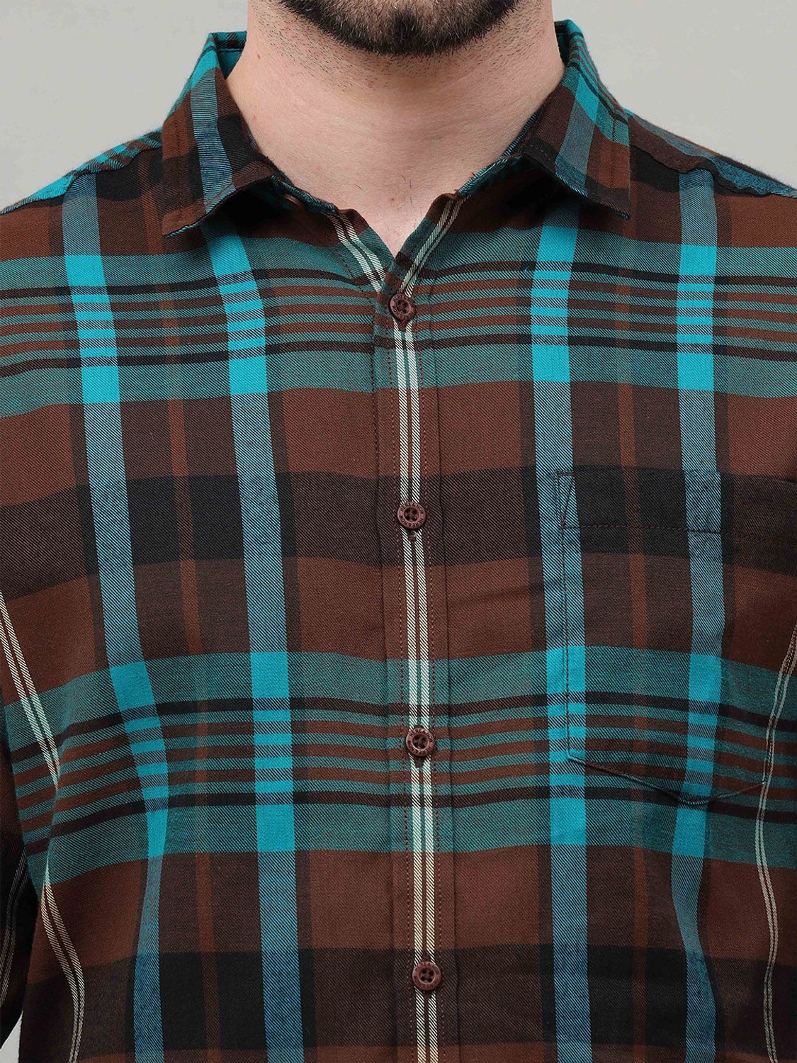 Image of HERE&NOW Men Checkered Casual Blue Shirt