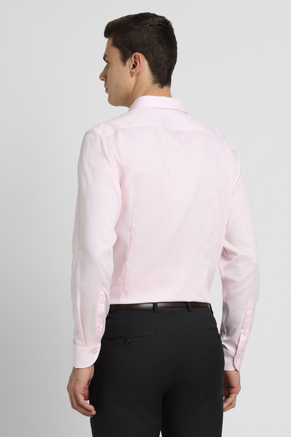 Image of PETER ENGLAND Men Self Design Formal Pink Shirt