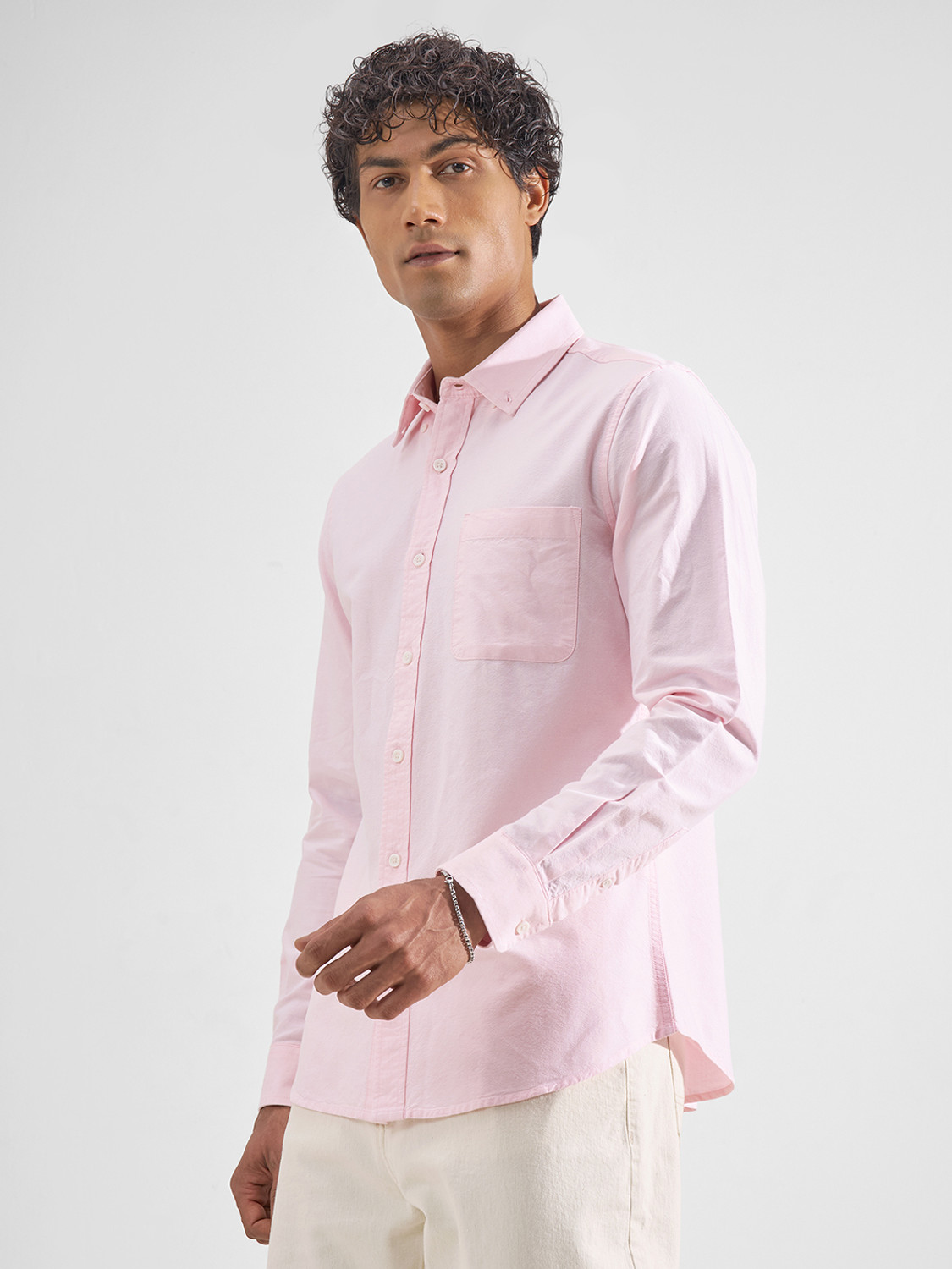 Image of HIGHLANDER Men Solid Casual Pink Shirt