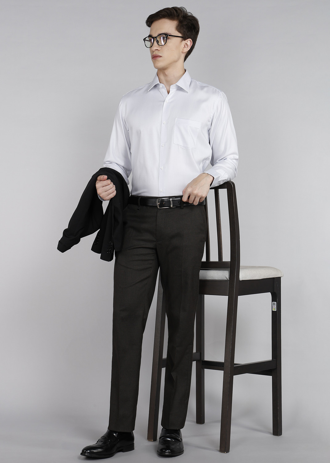 Image of VAN HEUSEN Men Striped Formal White Shirt