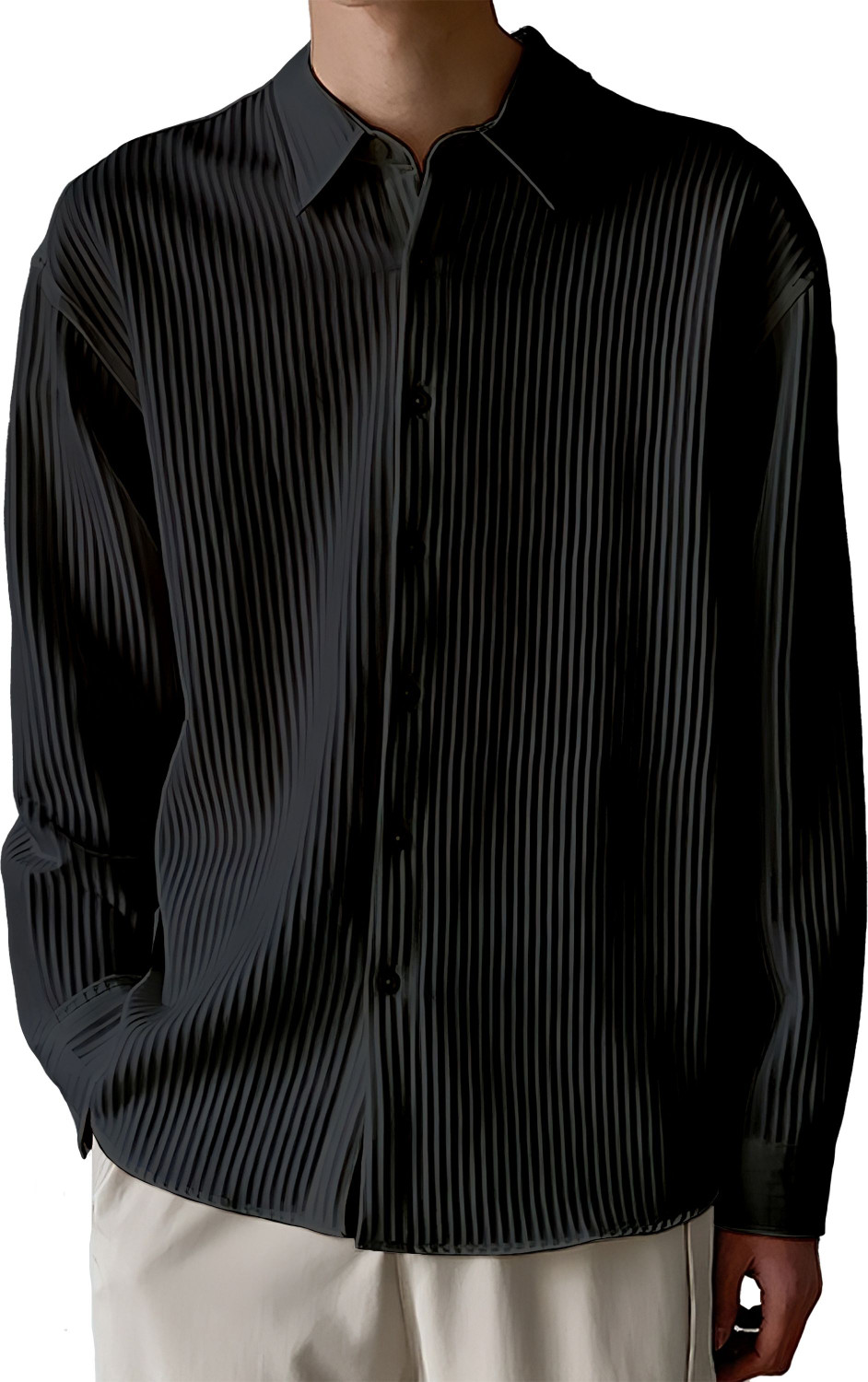 Image of METRONAUT Men Striped Casual Black Shirt