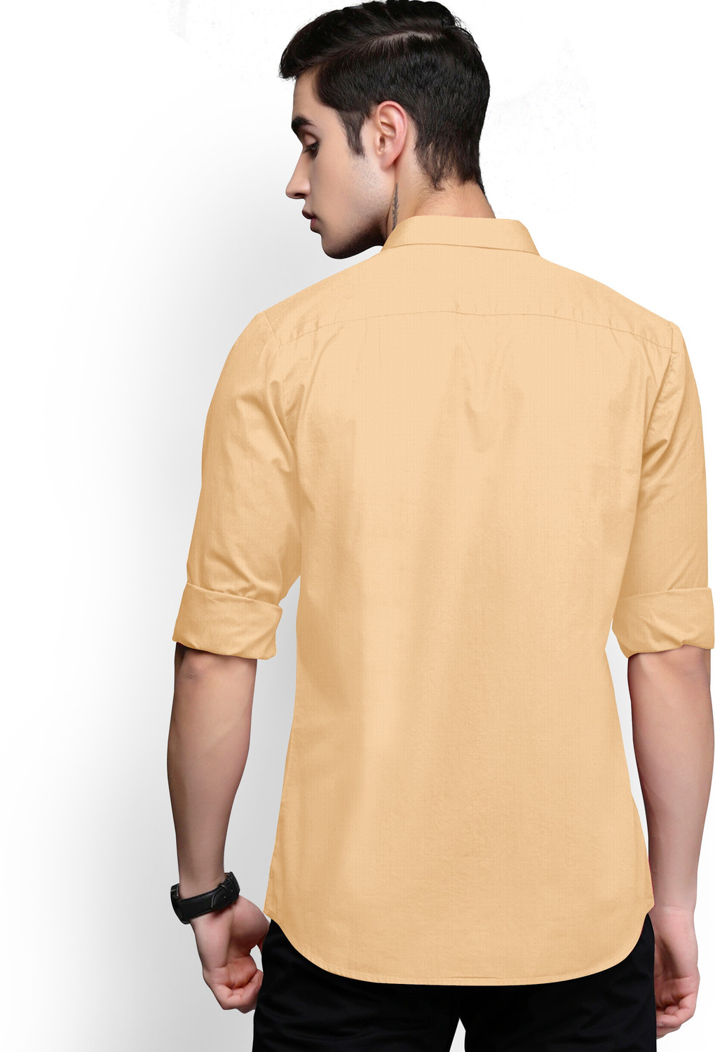 Image of LUNGER Men Solid Casual Cream Shirt