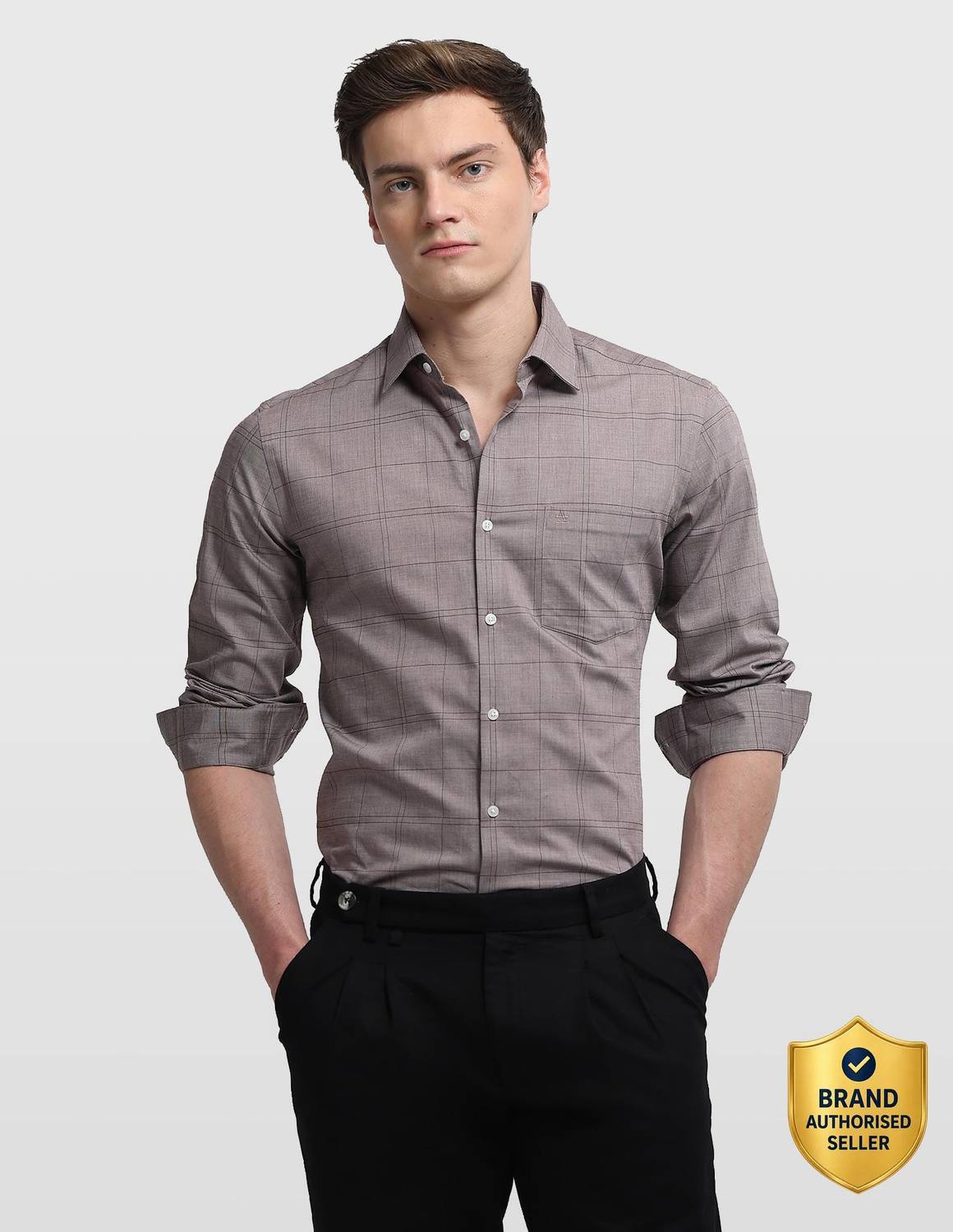 ARROW Men Checkered Formal Grey Shirt