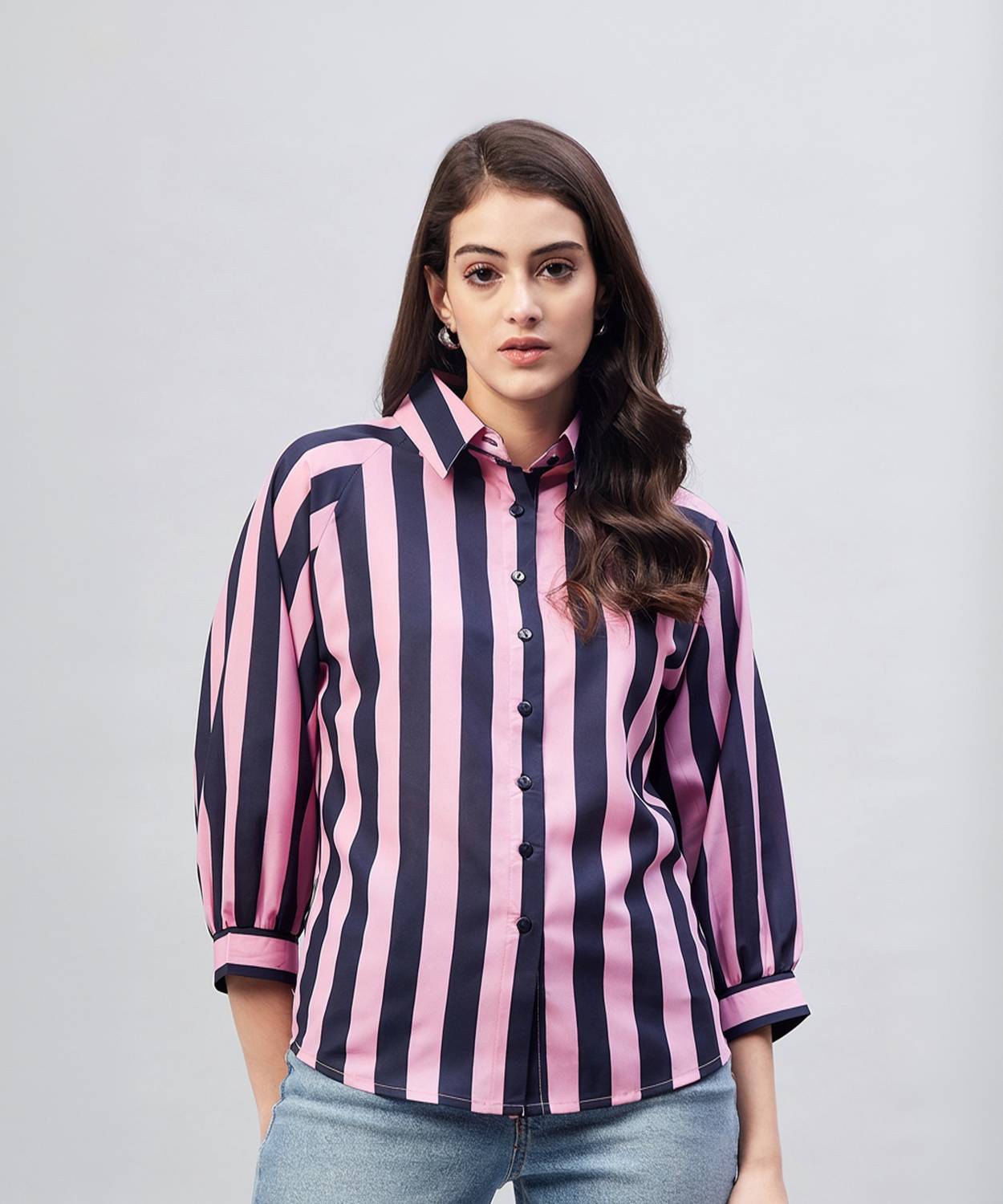 CARLTON LONDON Women Striped Casual Purple Shirt