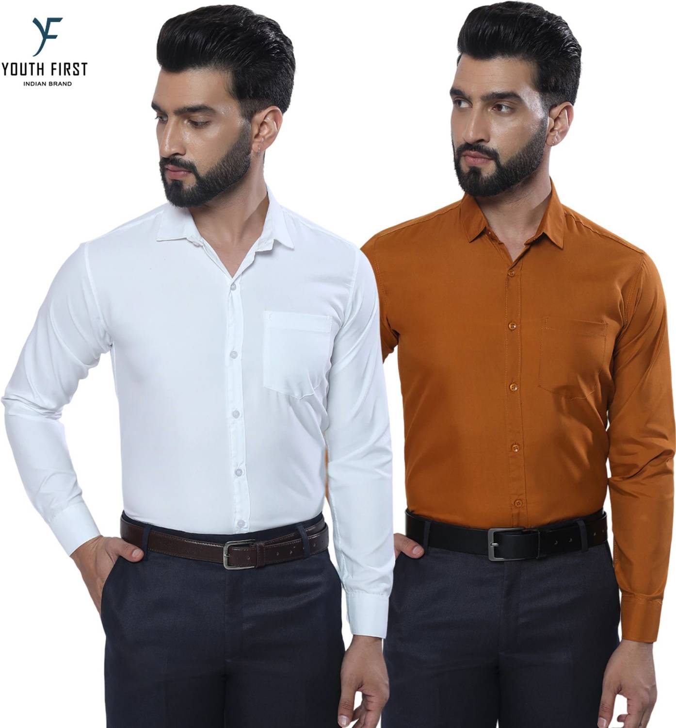 youth first Men Relaxed Fit Fit Solid Spread Collar Formal Shirt