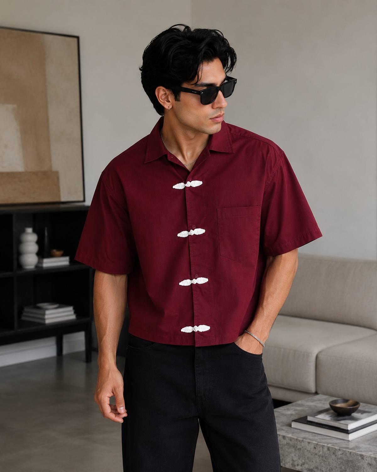 DripVerse Men Maroon Shirt - Image 3