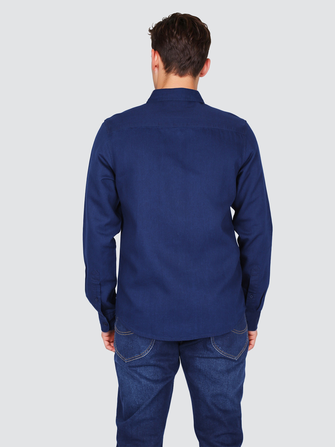 Image of LEE Men Solid Casual Dark Blue Shirt
