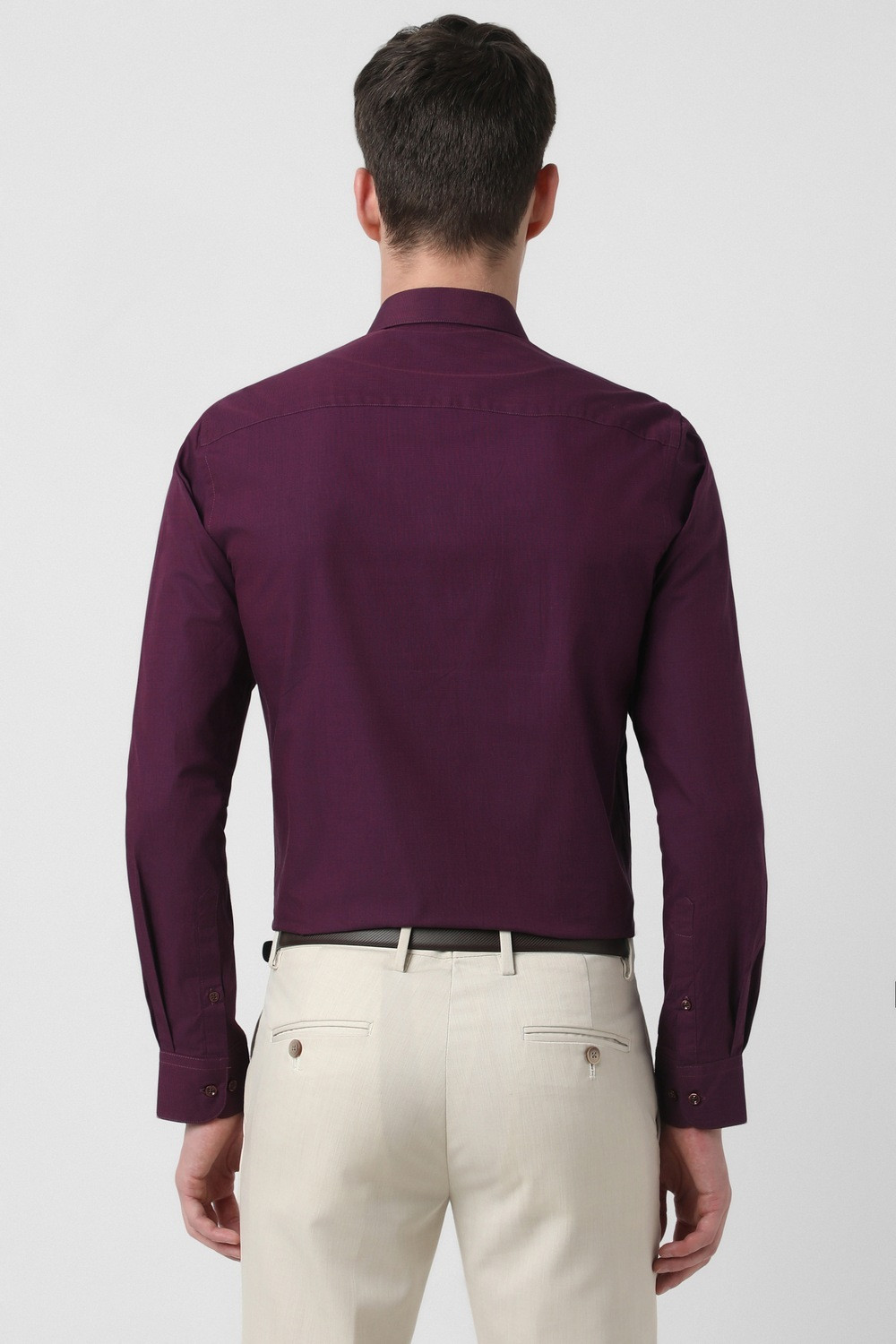 Image of PETER ENGLAND Men Solid Formal Purple Shirt