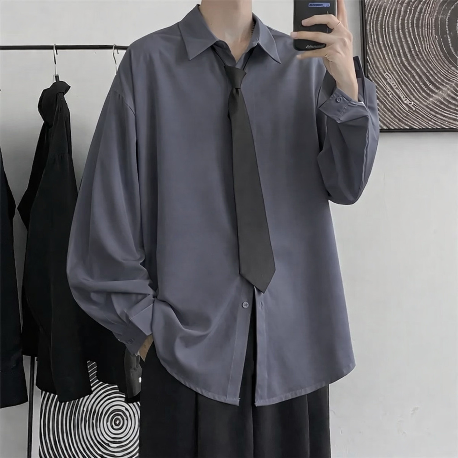 Image of ELVARO Men Solid Casual Grey Shirt