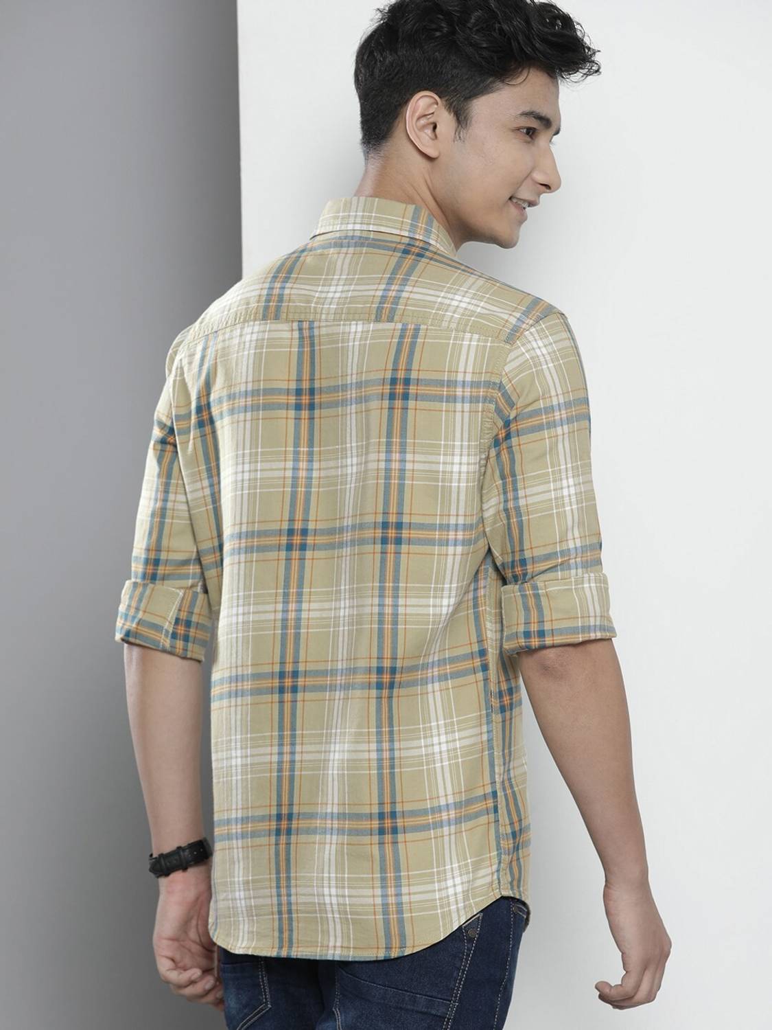 The Indian Garage Co. Men Green Checkered Casual Shirt - Image 4