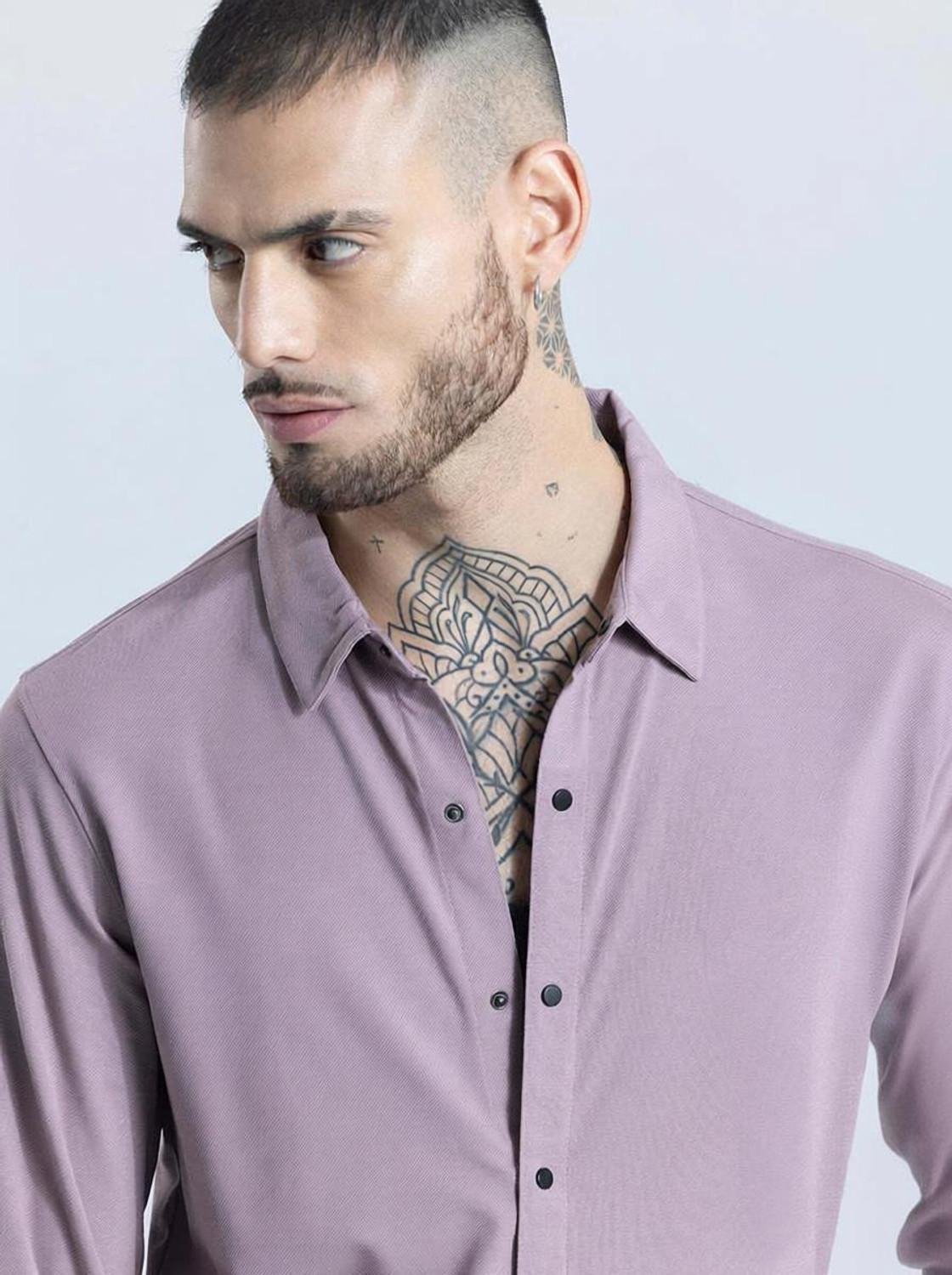 Image of Snitch Men Solid Casual Purple Shirt