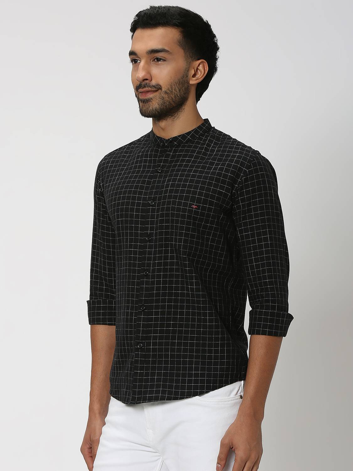 MUFTI Men Checkered Black White Shirt - Image 3