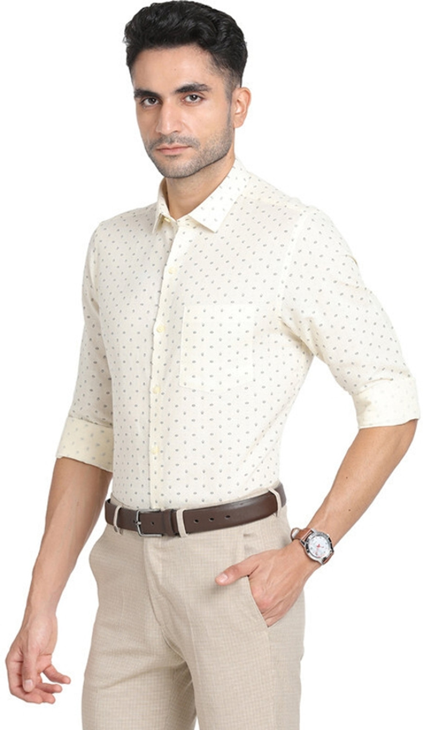 Image of TURTLE Men Printed Casual Grey, Yellow Shirt