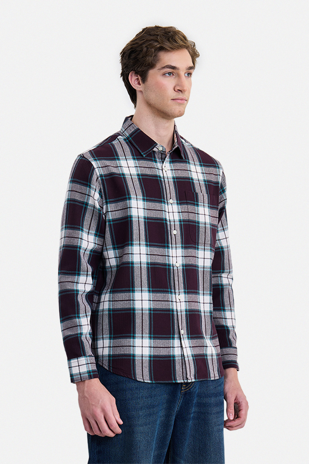 Image of Snitch Men Checkered Casual Maroon Shirt