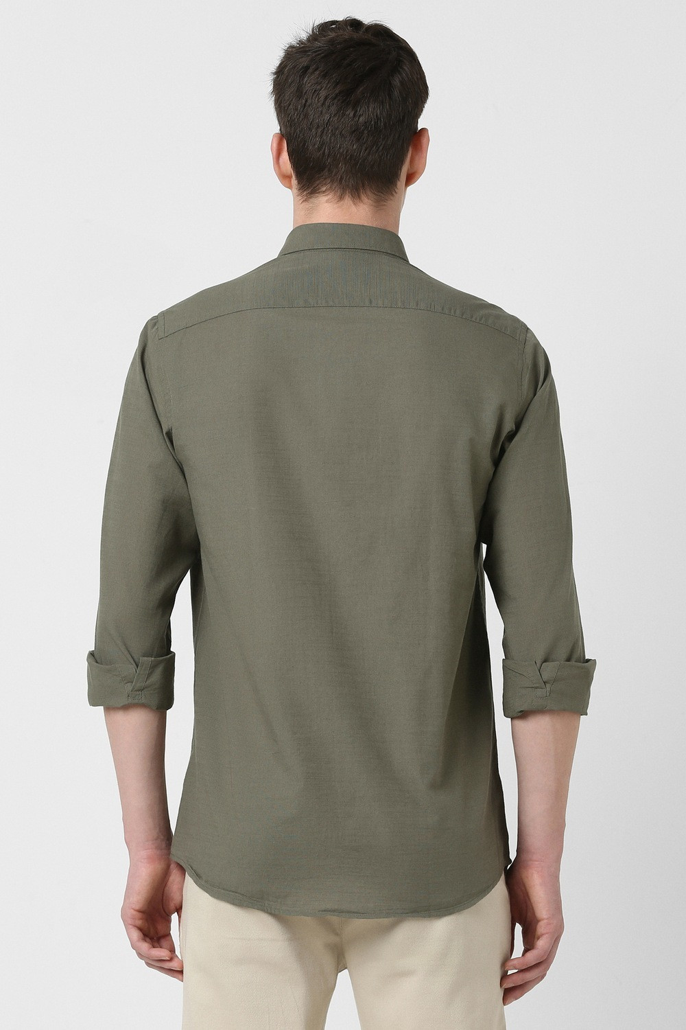 Image of PETER ENGLAND Men Self Design Casual Green Shirt